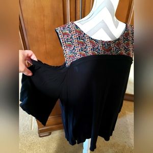 Cute bohemian cold shoulder top